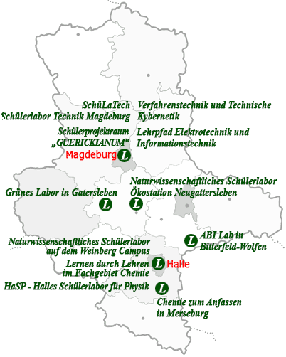 Karte Schülerlabore Sachsen-Anhalt